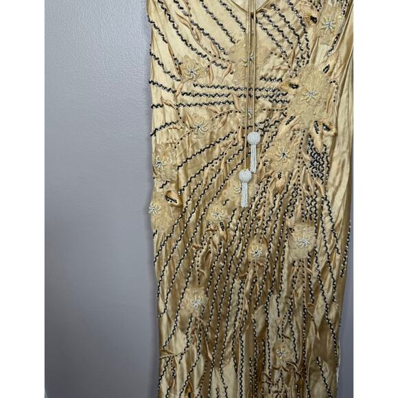 Sue Wong Nocturne Y2K Beaded Embroidered Gold Silk Gown size 8 - Picture 10 of 12